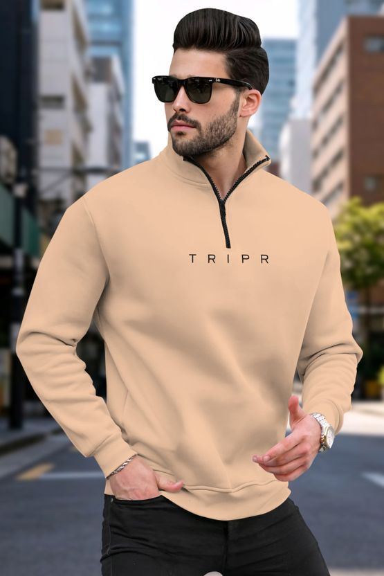 TRIPR Dark Blue High Neck Casual Men Sweater - Image 6