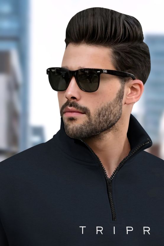 TRIPR Dark Blue High Neck Casual Men Sweater - Image 4