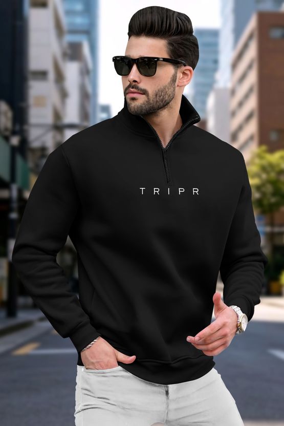 TRIPR Dark Blue High Neck Casual Men Sweater - Image 8