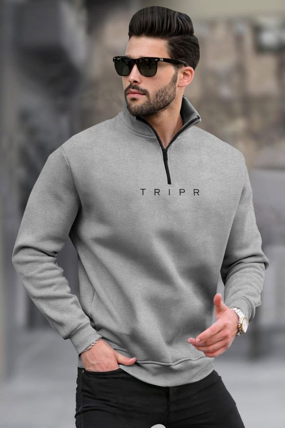 TRIPR Dark Blue High Neck Casual Men Sweater - Image 10