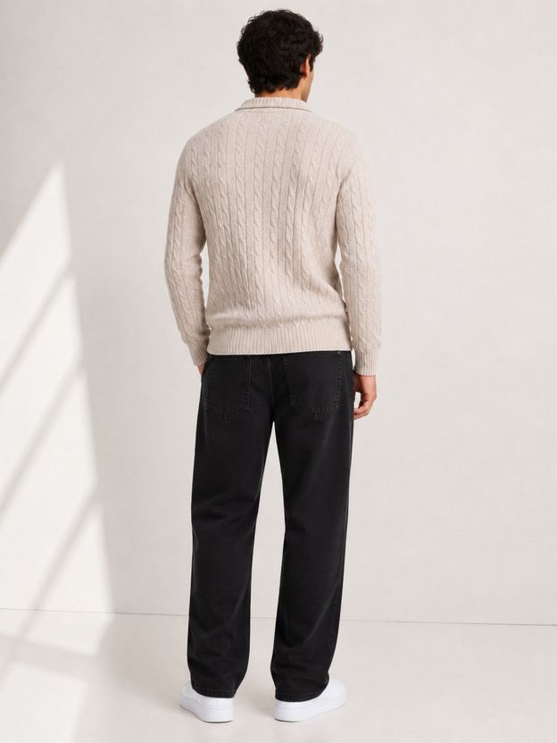 Clubble Men Beige Collared Neck Sweater - Image 2