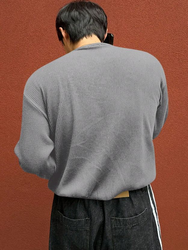 The Modern Soul Silver Men Henley Neck T-Shirt - Image 2