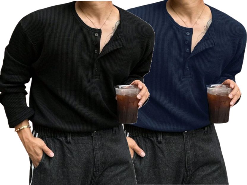 The Modern Soul Men Henley Neck Multicolor T-Shirt - Image 1