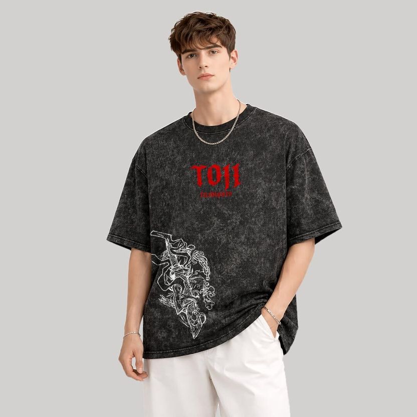 Anipop Men Black Cotton T-Shirt - Image 4