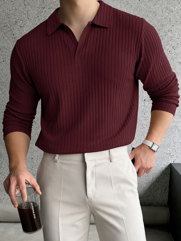 EyeBogler Men Polo Neck Maroon T-Shirt - Image 1