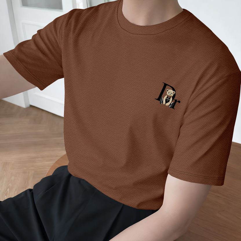 काजारू Men's Brown Printed Round Neck T-Shirt - Image 3