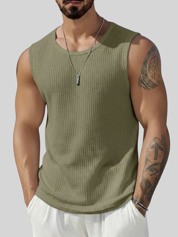 Fashion And Youth Solid Men Round Neck Beige T-Shirt - Image 9