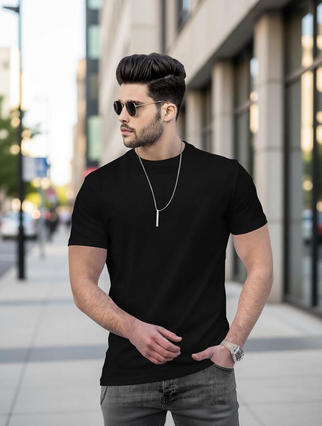 TRIPR Men Black Round Neck T-Shirt - Image 5