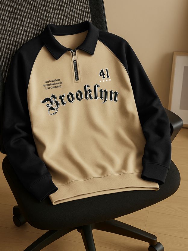 Jump Cuts Beige Polo Neck T-Shirt - Image 1
