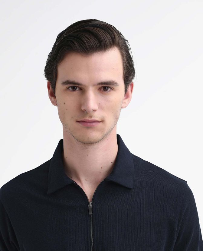 RARE RABBIT Men Dark Blue Cotton Polo Neck T-Shirt - Image 7