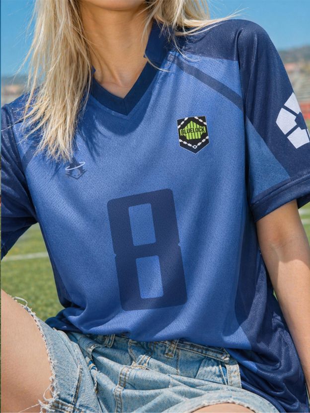 ComicSense Blue Lock Anime Bachira #8 Jersey Women Blue - Image 4