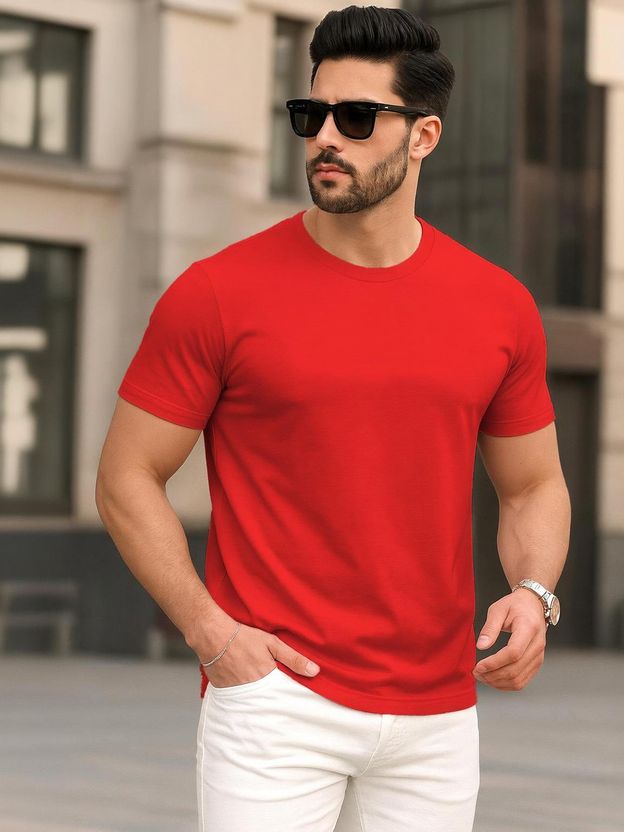 FADMARK Men Green Cotton T-Shirt - Image 10