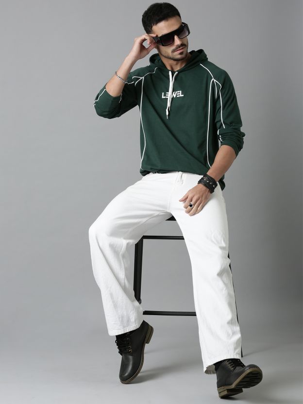 LEWEL Men Hooded Neck Green T-Shirt - Image 5