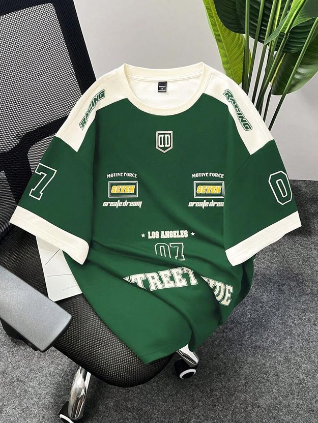 Three Men Green Graphic Print Crew Neck T-Shirt - Image 3