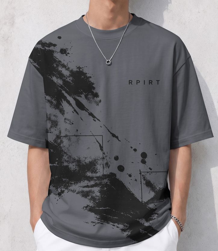 RPIRT Men Grey Cotton Blend T-Shirt - Image 4