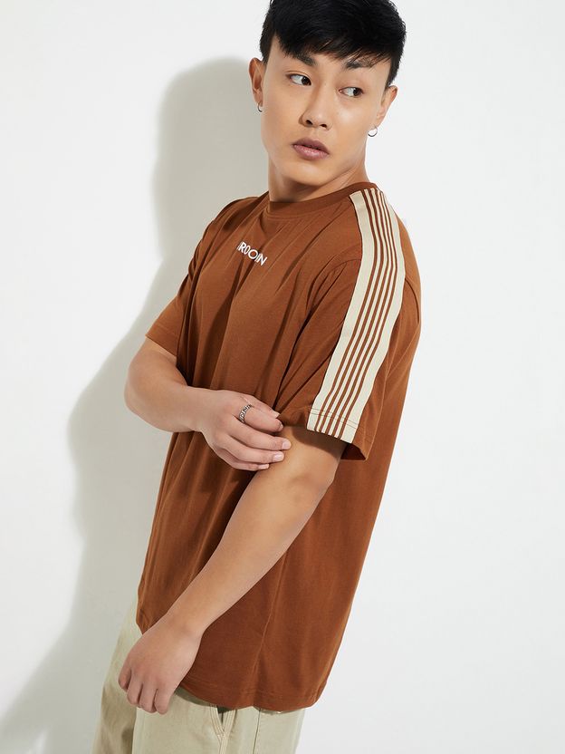 MAX URB_N Men Brown Cotton T-Shirt - Image 2