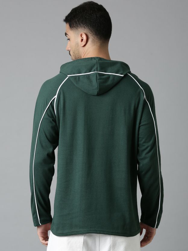 LEWEL Men Hooded Neck Green T-Shirt - Image 3