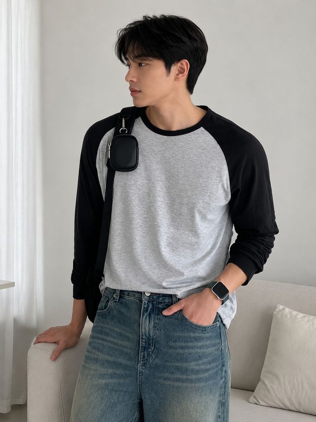 Wrodss Colorblock Men Grey, Black T-Shirt - Image 4