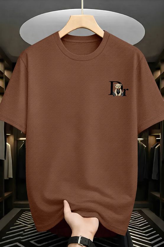 काजारू Men's Brown Printed Round Neck T-Shirt - Image 1