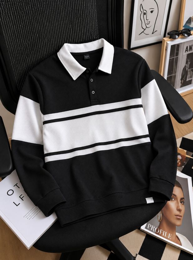 Try Colorblock Men Polo Neck Brown, Light Green T-Shirt - Image 5