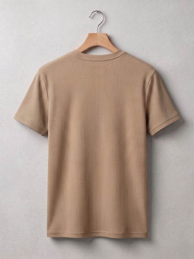 stylesmyth Men Beige, White Round Neck T-Shirt - Image 3