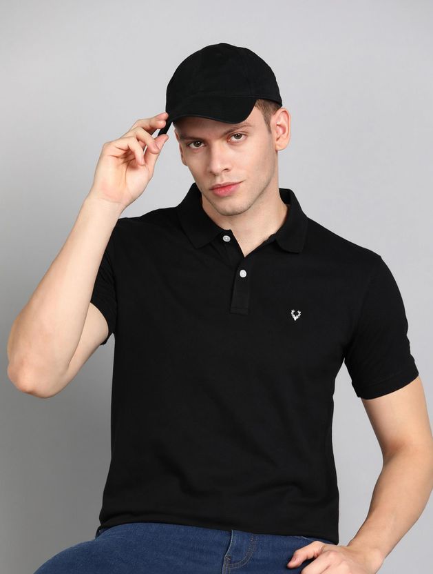 Allen Solly Men Polo Neck Black T-Shirt - Image 1