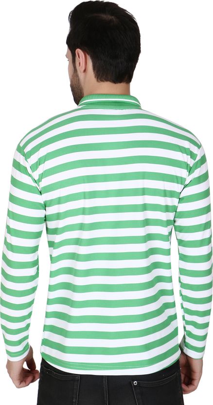 HOC Men Grey Striped Polo Neck T-Shirt - Image 2