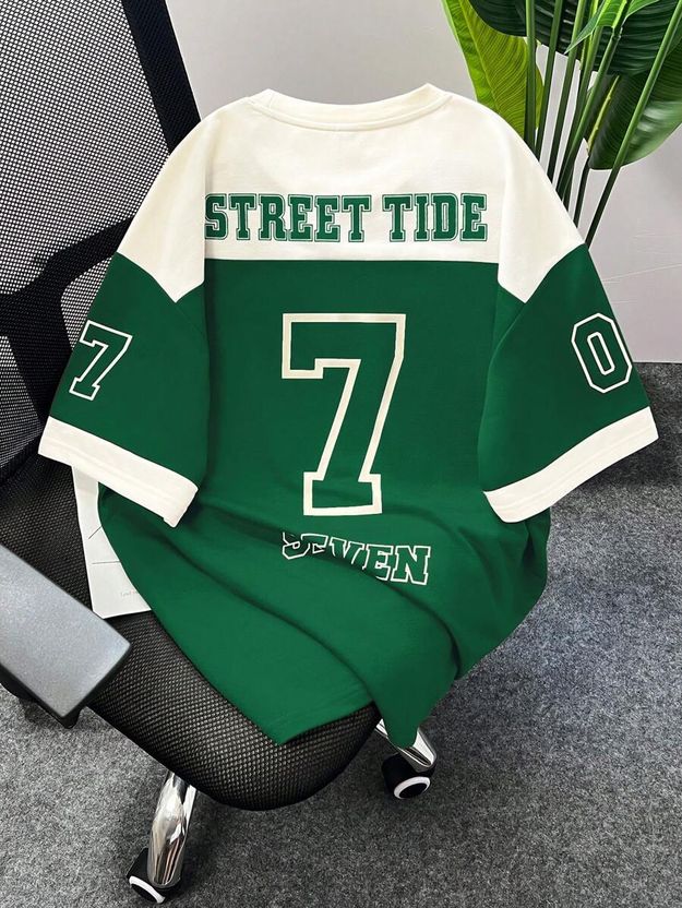 Three Men Green Graphic Print Crew Neck T-Shirt - Image 2