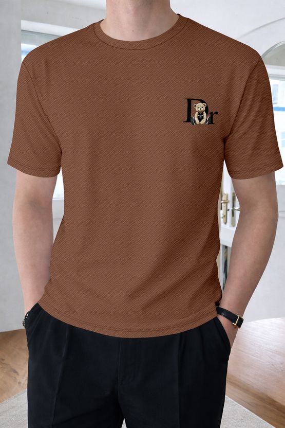 काजारू Men's Brown Printed Round Neck T-Shirt - Image 6