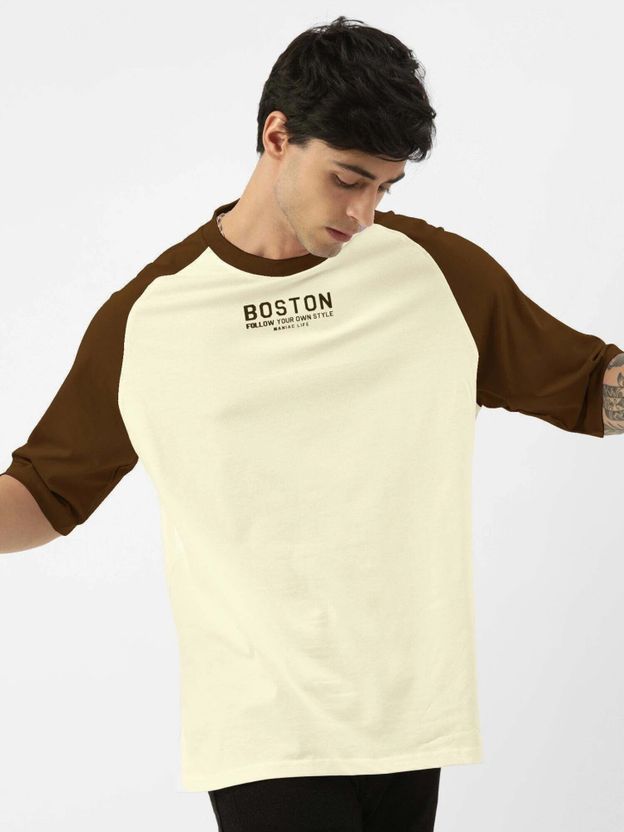 MANIAC Men Beige Cotton T-Shirt - Image 5