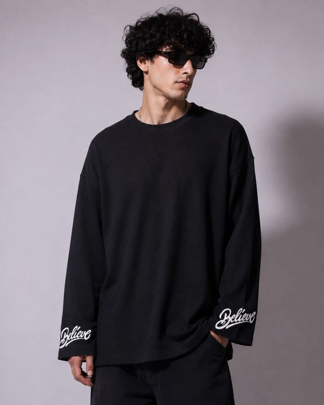 Cloth N Code Men Black Cotton T-Shirt - Image 1
