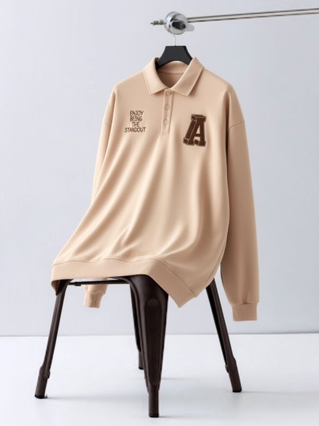 Jump Cuts Beige Polo Neck T-Shirt - Image 6
