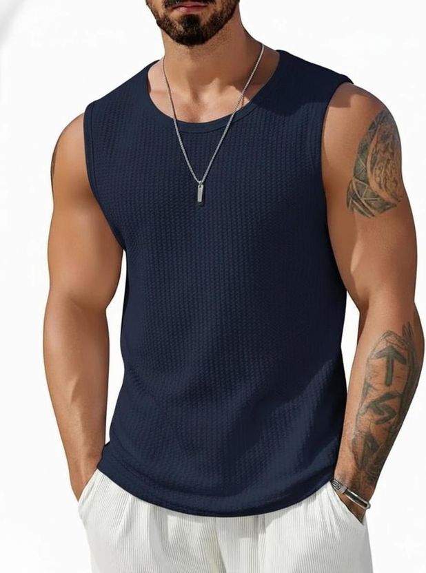 Fashion And Youth Solid Men Round Neck Beige T-Shirt - Image 8