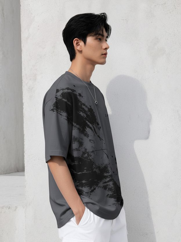 RPIRT Men Grey Cotton Blend T-Shirt - Image 3