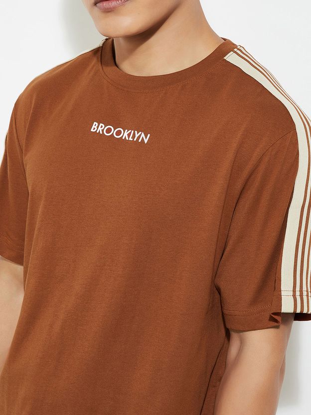 MAX URB_N Men Brown Cotton T-Shirt - Image 4