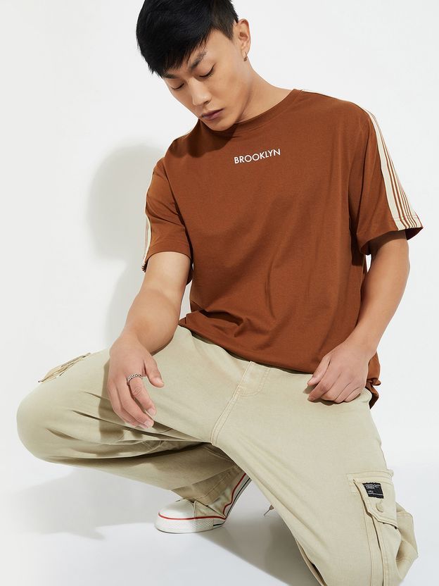 MAX URB_N Men Brown Cotton T-Shirt - Image 3