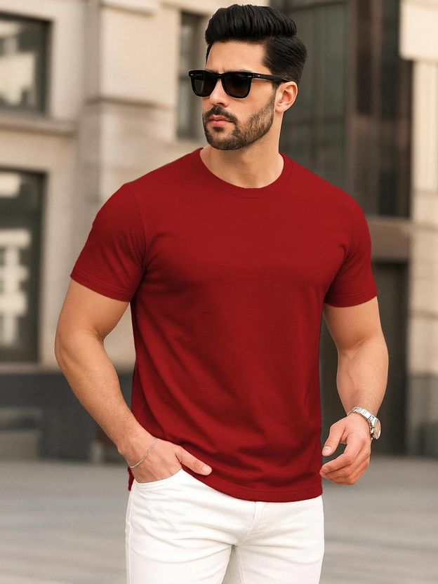 FADMARK Men Green Cotton T-Shirt - Image 8