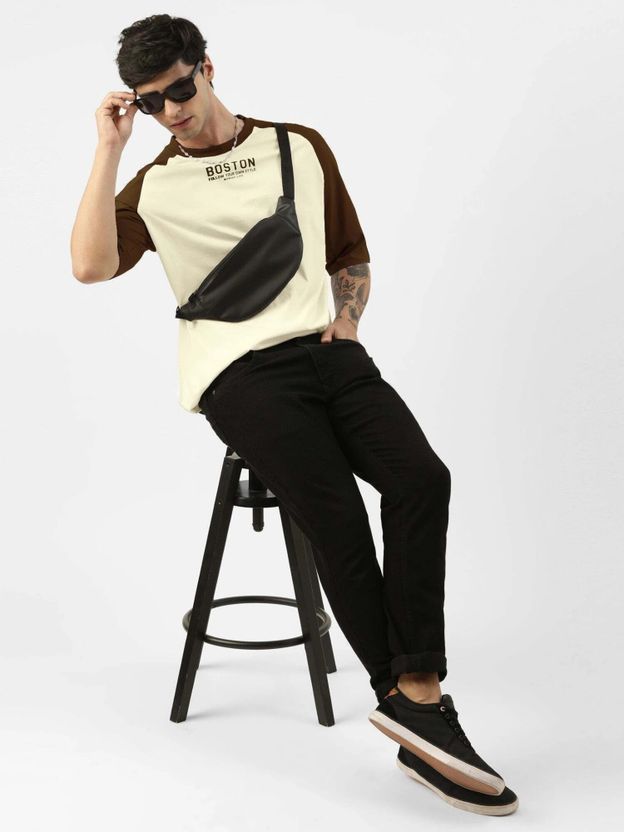 MANIAC Men Beige Cotton T-Shirt - Image 6
