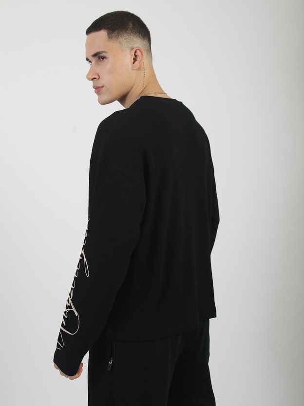 MANIAC Men Black Cotton Blend T-Shirt - Image 6