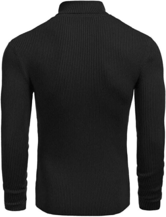 AD FASHION Men High Neck Black T-Shirt - Image 2