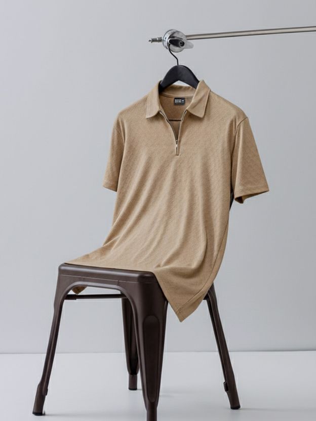 MANIAC Men Zip Neck Grey T-Shirt - Image 9