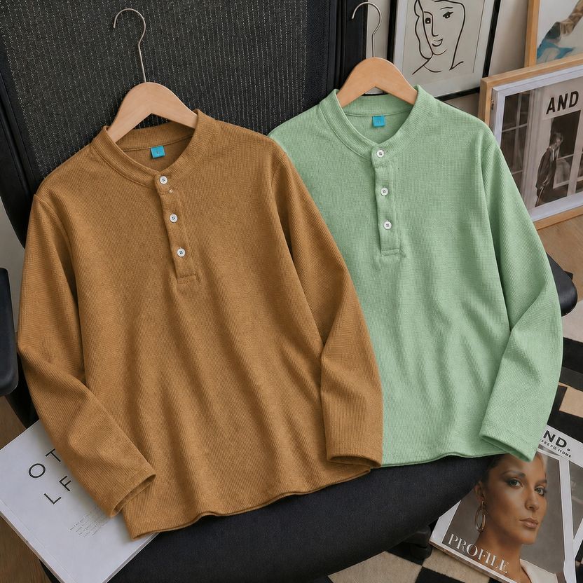 Try Colorblock Men Polo Neck Brown, Light Green T-Shirt - Image 1