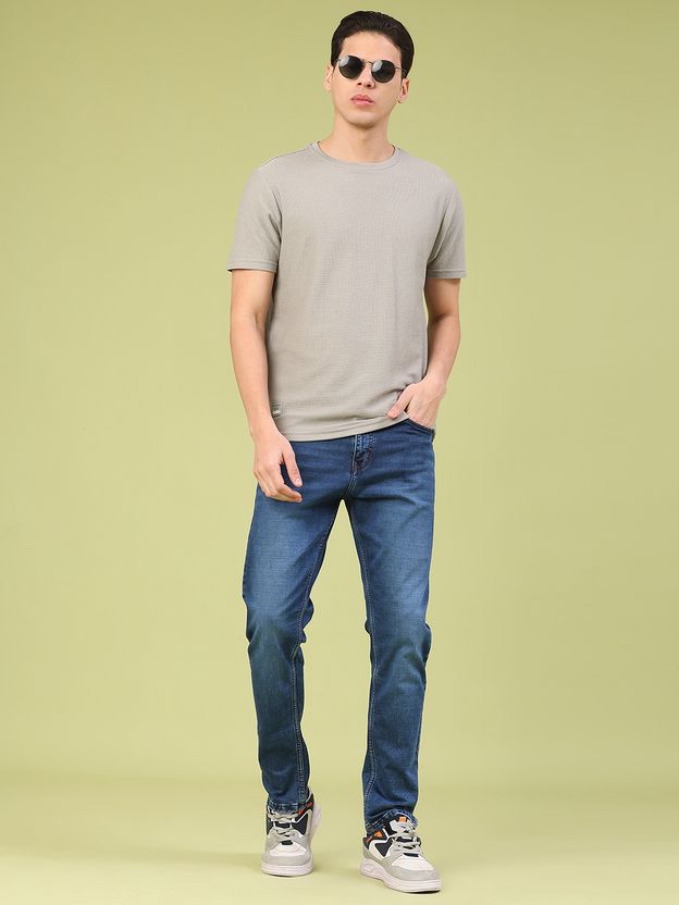 V-MART Men Grey Cotton Blend T-Shirt - Image 5