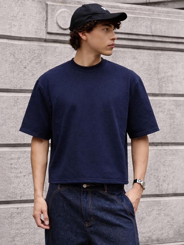 FTX Men Navy Blue Cotton Blend T-Shirt - Image 1