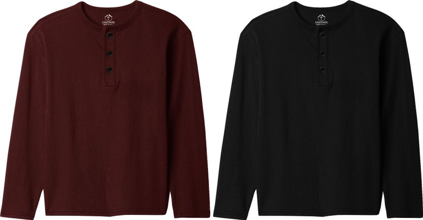 LazyChunks Men Multicolor Henley Neck T-Shirt - Image 7