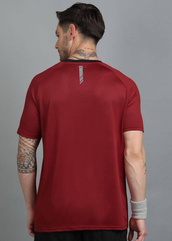 Adrenex Colorblock Men Round Neck Black, Maroon T-Shirt - Image 2