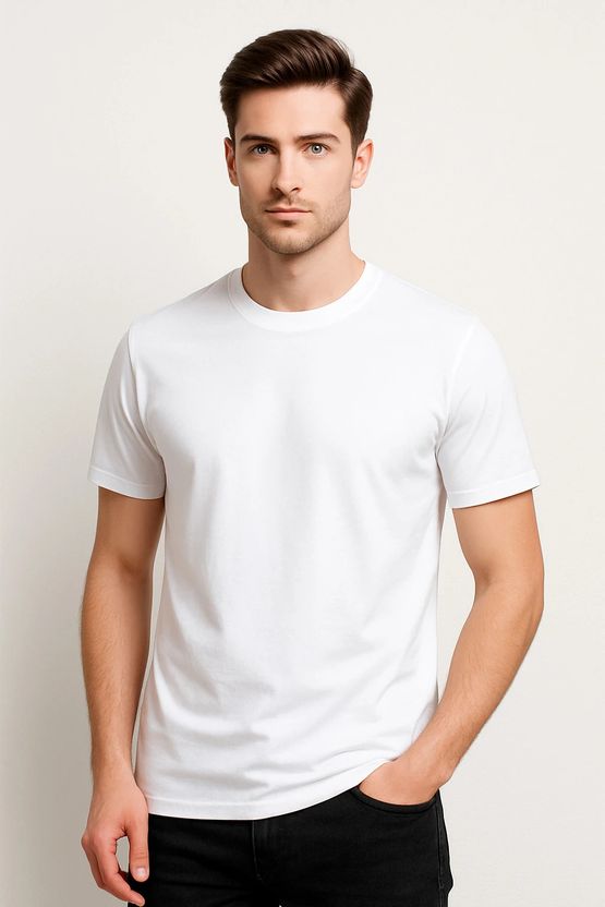 Styloketh Men White Polyester T-Shirt - Image 1