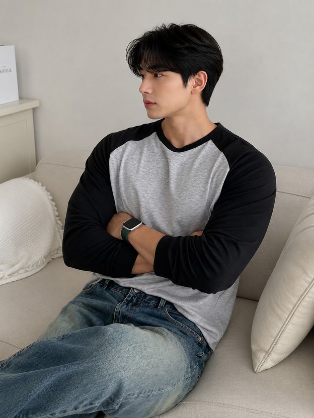 Wrodss Colorblock Men Grey, Black T-Shirt - Image 3