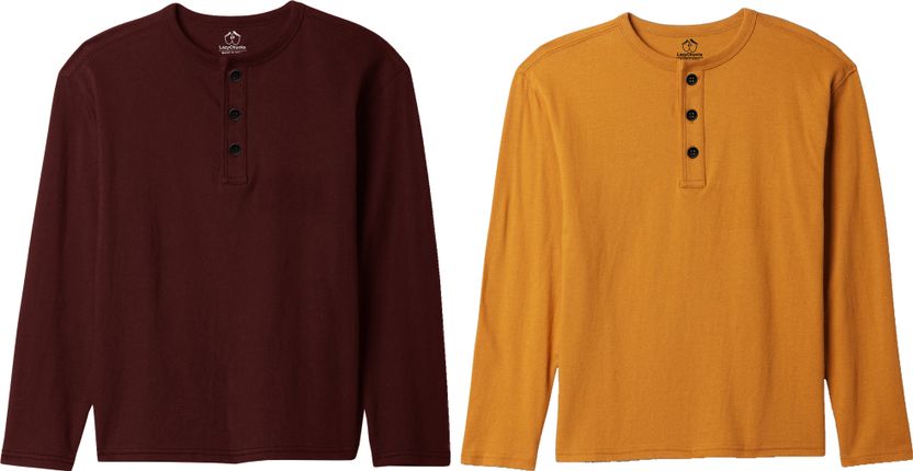 LazyChunks Men Multicolor Henley Neck T-Shirt - Image 1