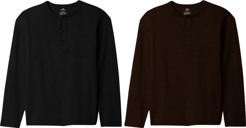LazyChunks Men Multicolor Henley Neck T-Shirt - Image 8